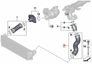 BMW Rura Intercoolera - OE 11618516509